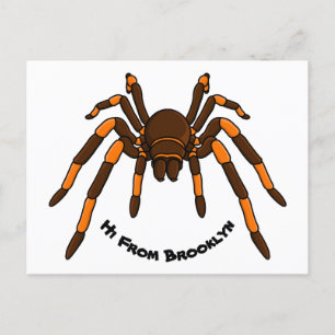 Creepy brown en oranje tarantula spider cartoon briefkaart