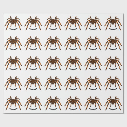 Creepy brown en oranje tarantula spider cartoon cadeaupapier (Vlak)
