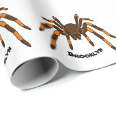 Creepy brown en oranje tarantula spider cartoon cadeaupapier (Rol Hoek)