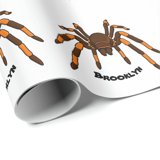 Creepy brown en oranje tarantula spider cartoon cadeaupapier (Rol Hoek)