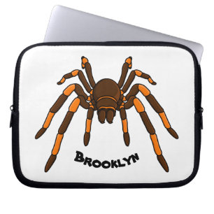 Creepy brown en oranje tarantula spider cartoon laptop sleeve