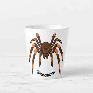Creepy brown en oranje tarantula spider cartoon latte mok