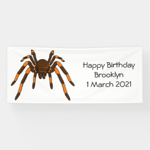 Creepy brown en oranje tarantula spider cartoon spandoek