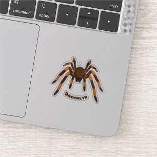 Creepy brown en oranje tarantula spider cartoon sticker