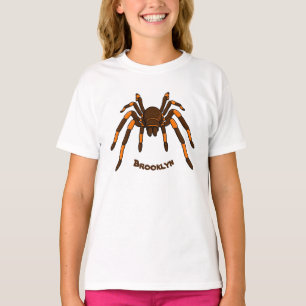 Creepy brown en oranje tarantula spider cartoon t-shirt