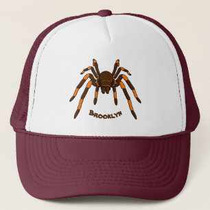 Creepy brown en oranje tarantula spider cartoon trucker pet