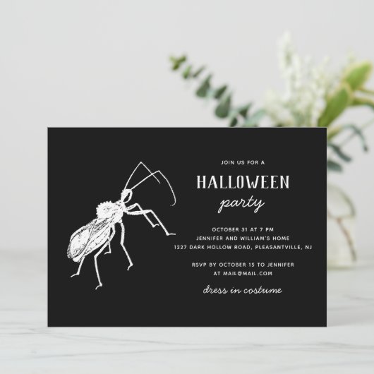 Creepy Bug Black Halloween Party | griezelig insec Kaart (Staand voorkant)