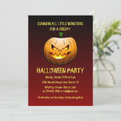 Creepy Burning Halloween Pumpkin Uitnodiging (Staand voorkant)