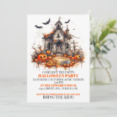 Creepy Cabin Happy Halloween Party Uitnodigingen (Staand voorkant)