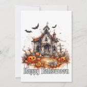 Creepy Cabin Happy Halloween Party Uitnodigingen (Achterkant)