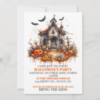 Creepy Cabin Happy Halloween Party Uitnodigingen