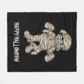 Creepy Cartoon Mummy & Happy Halloween Text Fleece Deken (Voorkant (Horizontaal))