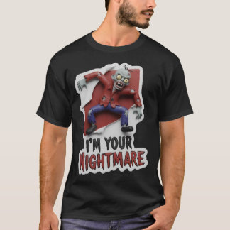 Creepy cartoon zombie with nightmare text t-shirt