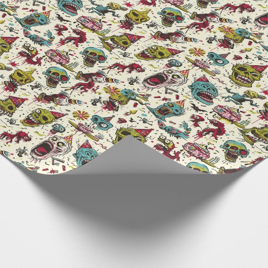 Creepy Cartoonish Skulls Halloween Cadeaupapier (Hoek)