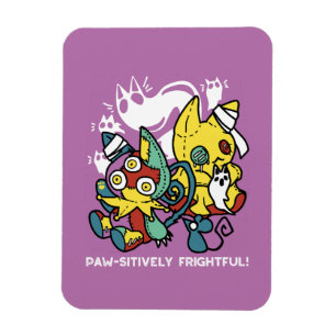 Creepy Cats Halloween Art: Paw-sitively angstaanja Magneet