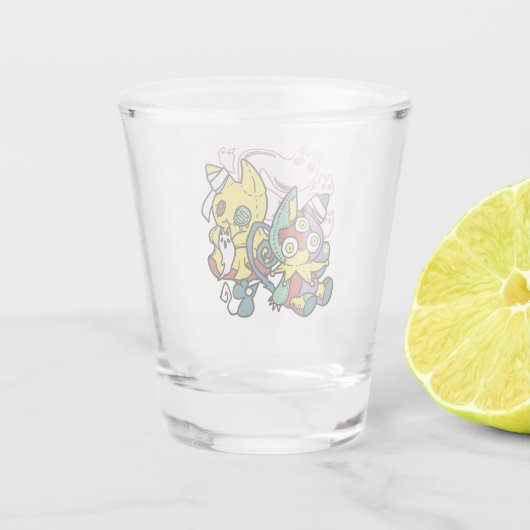 Creepy Cats Halloween Art: Paw-sitively angstaanja Shot Glas (Achterkant)