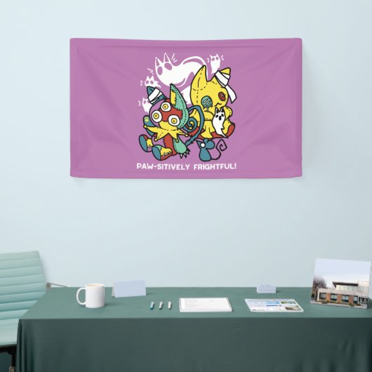 Creepy Cats Halloween Art: Paw-sitively angstaanja Spandoek (Beurs)