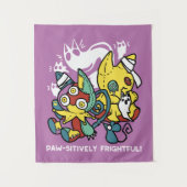 Creepy Cats Halloween Art: Paw-sitively angstaanja Wandkleed (Voorkant)