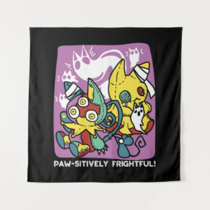 Creepy Cats Halloween Art: Paw-sitively angstaanja Wandkleed