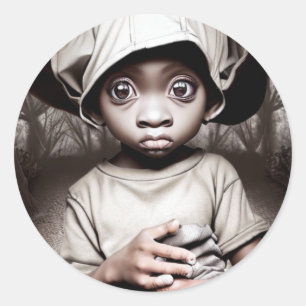 Creepy Chibi Etnische Jongen Met Pompoen Halloween Ronde Sticker