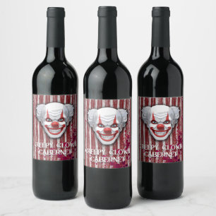 Creepy Clown Carnaval Halloween Wijn Etiket