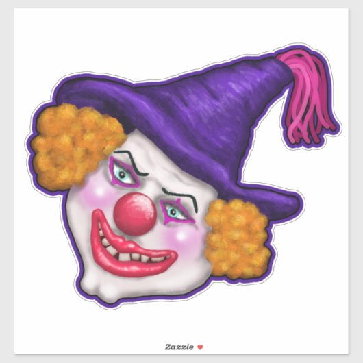 Creepy Clown Face for Halloween Fun by Cherie Sticker (Vel)