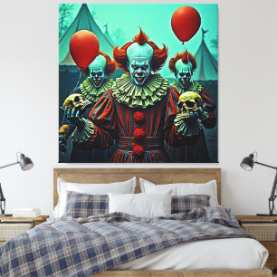 Creepy Clown Horror Scene Ontwerp Canvas Afdruk