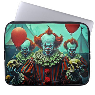 Creepy Clown Horror Scene Ontwerp Laptop Sleeve