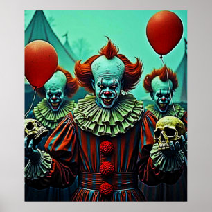 Creepy Clown Horror Scene Ontwerp Poster