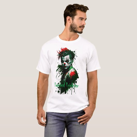 Creepy Clown Ink Splatter T-shirt (Voorkant volledig)