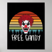 Creepy Clown Retro Scary Evil Horror Hallo Poster (Voorkant)