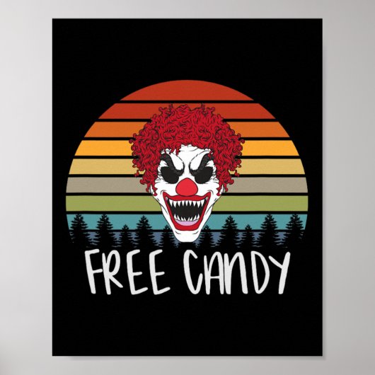 Creepy Clown Retro Scary Evil Horror Hallo Poster (Voorkant)
