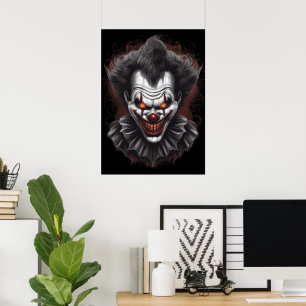 Creepy Clown Scary Poster Muurdecoratie