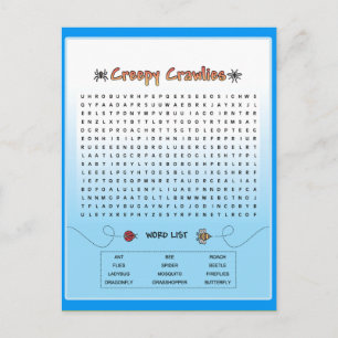 Creepy Crawlies Word Search Briefkaart