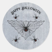 Creepy Crawling Black Widow Spiders Web White Ronde Sticker (Voorkant)