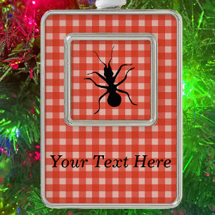Creepy Crawly Marching Black Ant Pset Tablecloth Verzilverd Kader Ornament