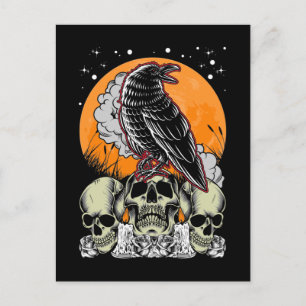 Creepy Crow Gothic Moon Witchy Bird Briefkaart
