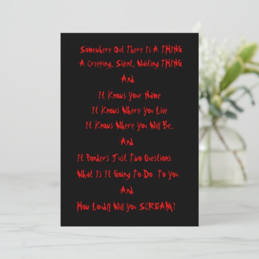 Creepy Custom Halloween Party Invitation Kaart (Staand voorkant)