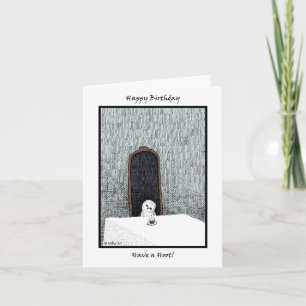 Creepy Cute baby Barn Owl Gothic Ink Birthday Kaart