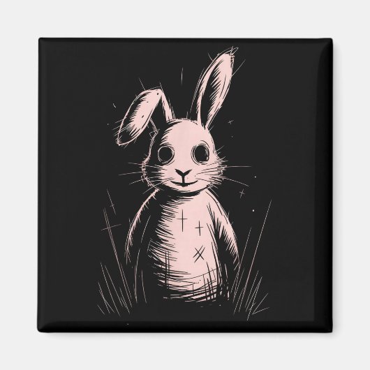 Creepy Cute Goth Rabbit Horror Bunny Sketch Alt Ng Magneet (Voorkant)