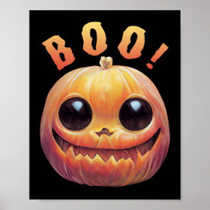 Creepy Cute Halloween Pumpkin Head Gezegde Boo Poster