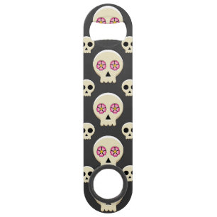 Creepy Cute Kawaii Gothic Skull met Flowers Patter Speed Flessenopener