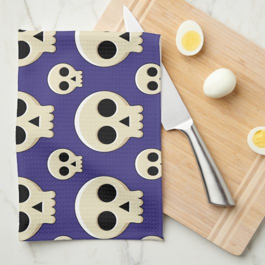 Creepy Cute Kawaii Gothic Skull Pattern Theedoek (Quarter Fold)