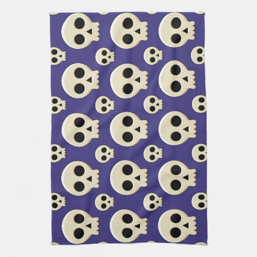 Creepy Cute Kawaii Gothic Skull Pattern Theedoek (Verticaal)
