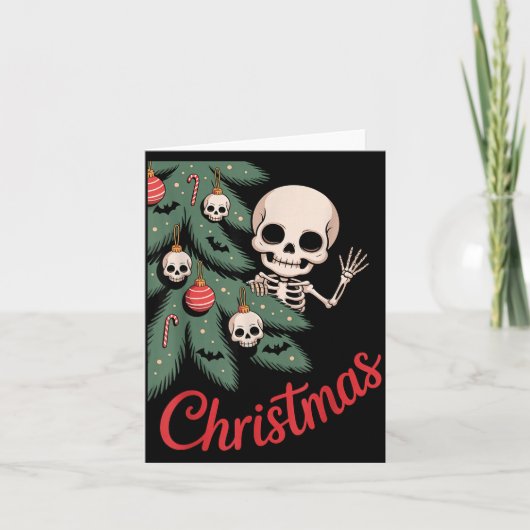 Creepy Cute Kawaii Skeleton Christmas Tree Skull B Kaart (Voorkant)