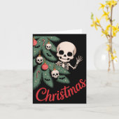 Creepy Cute Kawaii Skeleton Christmas Tree Skull B Kaart (Gele Bloem)
