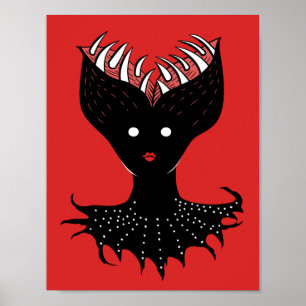Creepy Demon Girl Dark Gothic Character met Teth Poster
