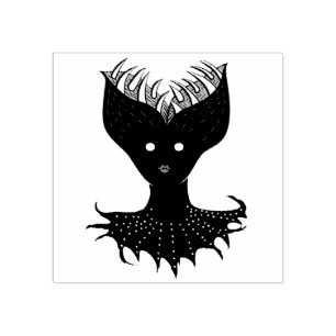 Creepy Demon Girl Dark Gothic Character met Teth Rubberstempel