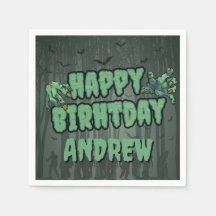 Creepy Donkergroene Zombie Happy Birthday Party