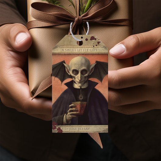 Creepy Dracula Halloween-gunst Cadeaulabel